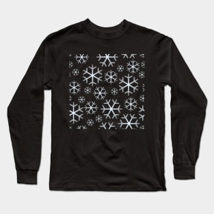 White Christmas Snowflakes Pattern Long Sleeve T-Shirt